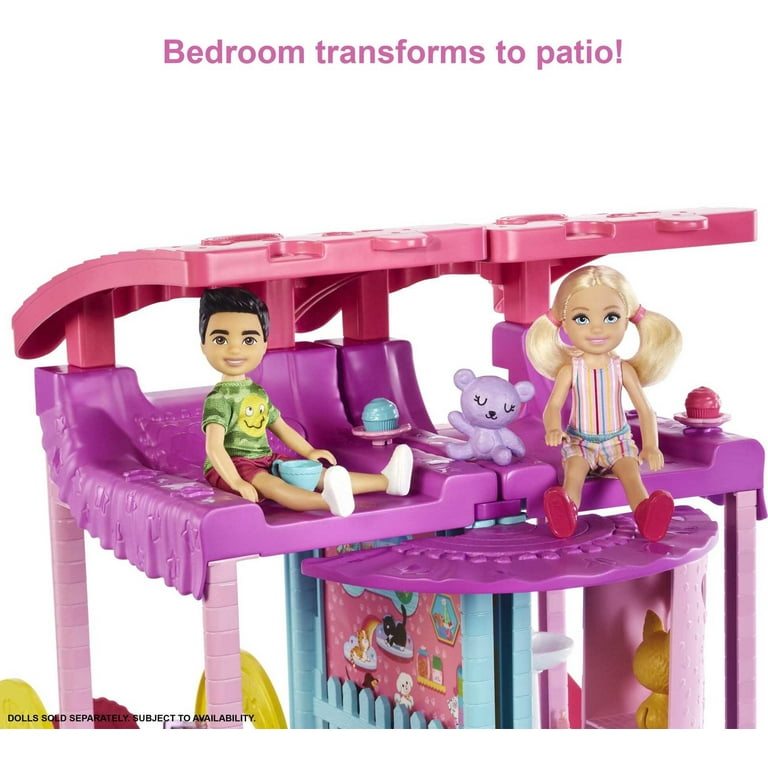 Barbie Chelsea Playhouse Dollhouse Blonde Small Doll 20 Accessories 3 Levels Transforming Spaces