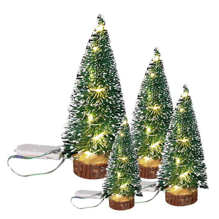 Clearance Sale! Tabletop Mini Christmas Tree With LED Lights Pine Needle  Flocking Stained Cedar Desktop Christmas Ornaments 