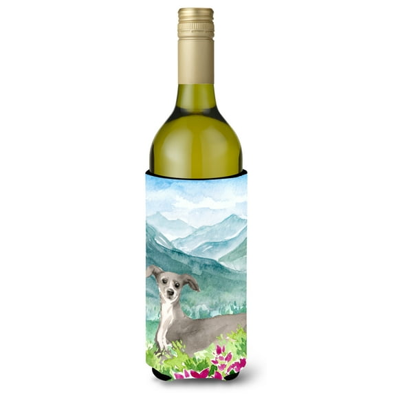 Carolines Treasures CK1974LITERK Mountian Flowers Italian Greyhound Wine Bottle Beverage Insulator Hugger  Wine Bottle