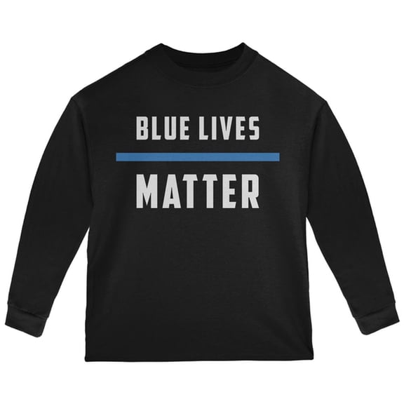 Police Blue Lives Matter Thin Blue Line Toddler Long Sleeve T Shirt Black Toddler Size 5/6