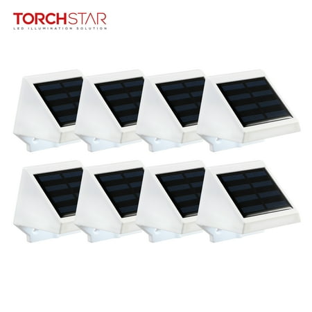 Patio Decking Lights TORCHSTAR LED Solar Deck Lights, Outdoor LED Solar Step Lights, for Yard, Patio, Daylight, Pack of 8 ()