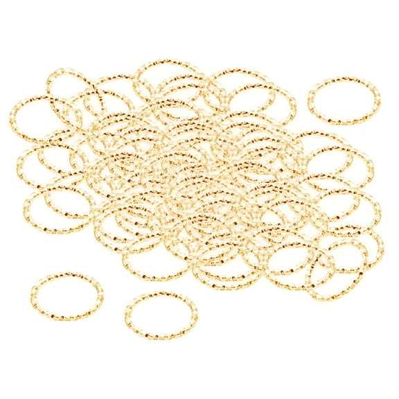 VANIDO 100X Flexible Metal Hair Rings Cuffs Hair Braided Loop Clips Beads - Golden, 15Mm