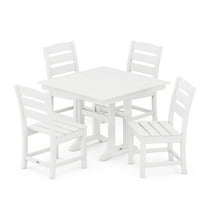 POLYWOOD Lakeside 5-Piece Farmhouse Trestle Side Chair Dining Set in White
