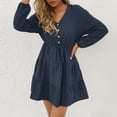 thumbnail image 4 of V Neck Dress Solid Color Breathable Dress Casual Elastic Design  for Home ANGGREK Otros, 4 of 6