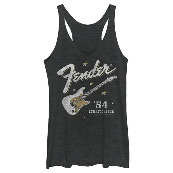 Women's Fender 54 Stratocaster Racerback Tank Top Black Heather Medium