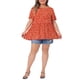 thumbnail image 2 of Top de mujer de talla grande Agnes Orinda con lunares, cuello redondo, manga corta y peplum 4X naranja, 2 of 6