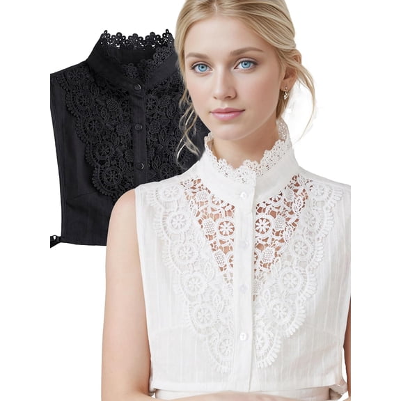 YEKEYI Comfortable Soft Jacquard Fabric Fake Collar for Women - Detachable, Adjustable Mock Collar for Blouses, Dresses