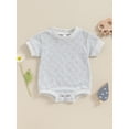 thumbnail image 3 of Musuos Newborn Baby Summer Romper 3M 6M 12M 18M Cute Short Sleeve Crew Neck Checkerboard Bodysuit Summer Playsuit for Boys Girls, 3 of 9