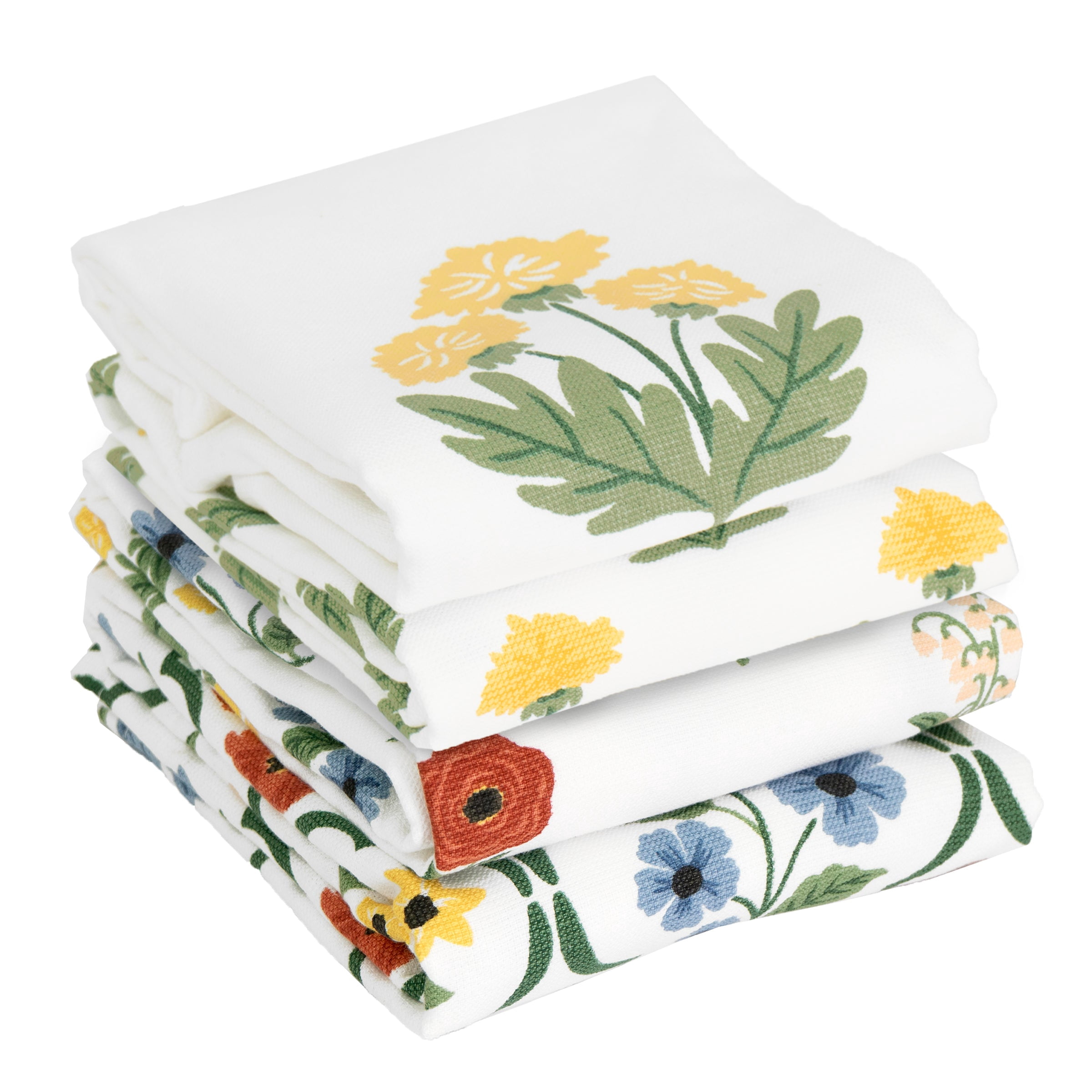 RITZ 100% Cotton Kitchen Towels, Dandy Garden Spring – Absorbent Dish Towels for Drying & Cleaning – Soft & Durable (Set of 4)