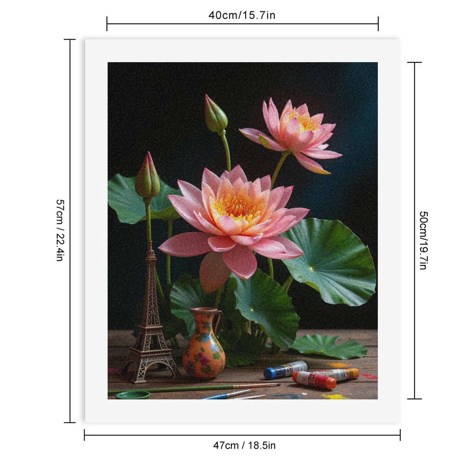 Paint By Numbers Kit for Adults Beginner - Lotus Art Model Painting Supplies DIY Canvas Painting Kits for Adults, Frameless Paint By Number for Adults for Home Wall Decor 16x20 Inch