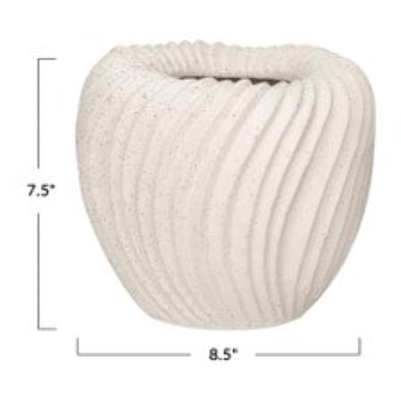 Rhett Rippled Off-White Ceramic Planter