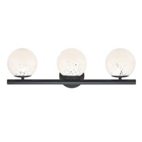 Designers Fountain Crown Heights 25 inch 3-Light Matte Black Bathroom Vanity Light Fixture with White Art Glass Shades, D252C-3B-AG-MB
