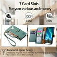 thumbnail image 3 of Jiahe Cover for iPhone 12 Pro Max, Full Body Protection Case,with RFID Blocking Card Holder Stand Zipper Wallet Case,Detachable Wristband Strap Case Cover, green, 3 of 8