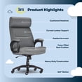 thumbnail image 3 of Serta Comfort Executive Big & Tall Ergonomic Office Chair Bonded Leather Gray, 3 of 11