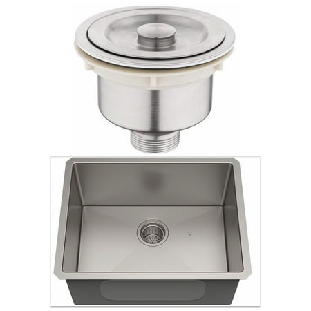 American Imaginations 23-in. W Undermount Brushed Nickel Laundry Sink Set For Deck Mount Drilling - Strainer Included