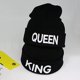 thumbnail image 3 of Regalo de Navidad para pareja King Queen Gorro de invierno tejido para él y ella, blanco y negro (blanco), negro (2 piezas), 3 of 5