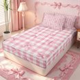 thumbnail image 2 of Erosebridal Soft Girl Watercolor Bow Zipper Twin Comforter Sets with Fitted Sheet and 2 Pillowcases,Pastel Checkered Base Zipper Bedding Set,Pink White,4-Piece,Pink Reversible, 2 of 6
