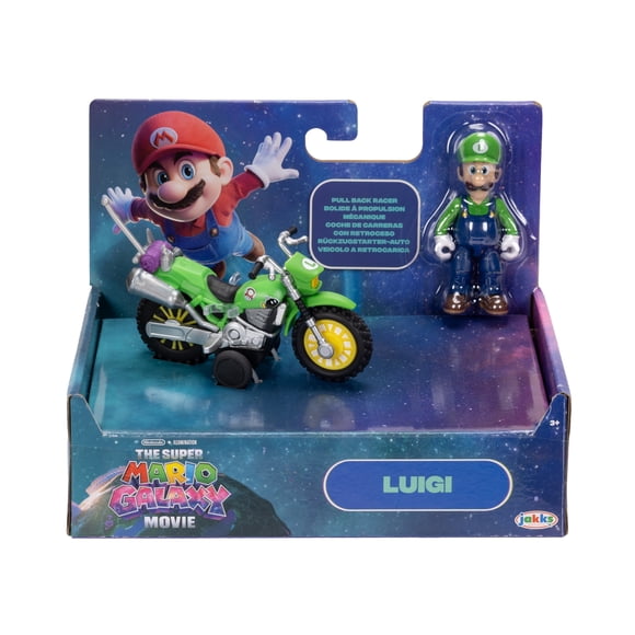 The Super Mario Galaxy Movie – 2.5” Figure with Pull Back Motorcycle – Luigi