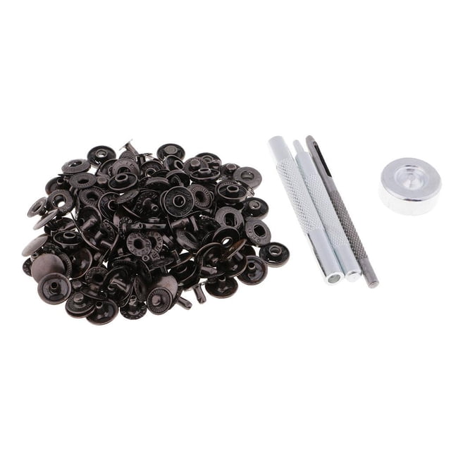 40 Sets Heavy Duty Snap Fasteners 13mm Press Studs Buttons With Punch Tool Black