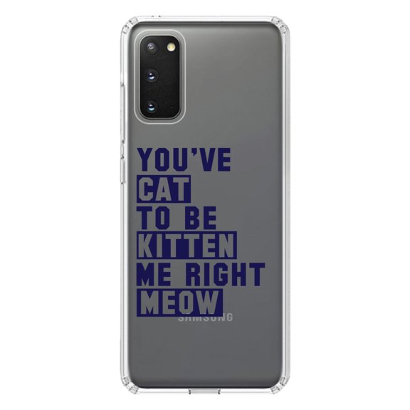 DistinctInk Clear Shockproof Hybrid Case for Galaxy S20 ULTRA / 5G (6.9" Screen) - TPU Bumper Acrylic Back Tempered Glass Screen Protector - You've Cat to be Kitten Me Meow