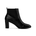 thumbnail image 3 of BLISSFUL STEP Women's Chelsea Square Toe Block Heels Boots Black 6, 3 of 7
