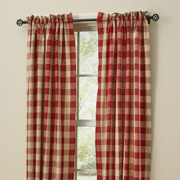 Park Designs Garnet Red Buffalo Check Panels 63"L