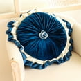 thumbnail image 3 of Ice Flower Velvet Pleated Round Pumpkin Floor Pillow Series Decorative Throw Pillow, 15" x 15" Round, Blue, 3 of 9