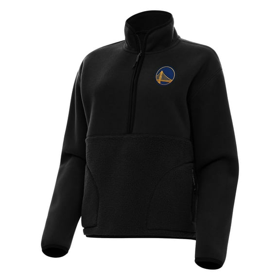 Women's Antigua Black Golden State Warriors Figure Half-Zip Pullover Sweatshirt