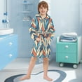 thumbnail image 5 of FORMRS Niños Bathrobe Unisex Hooded Robe Soft Plush Pajamas Sleepwear, Size 7-9T, Blue Geometric, 5 of 7