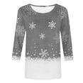 thumbnail image 4 of Sharpies Hauts pour Femmes Tendance, Mode Femme Décontractée Blouse à Col Rond Imprimée, T-Shirt à Manches 3/4, Hauts d'Été/gris, (m), 4 of 5