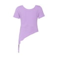 thumbnail image 4 of inhzoy Kids Girls Ballet Dance Crop Top Slit Irregular Hem Wrap Tops Gymnastics Short Sleeve T-Shirt Light Purple 7-8, 4 of 6