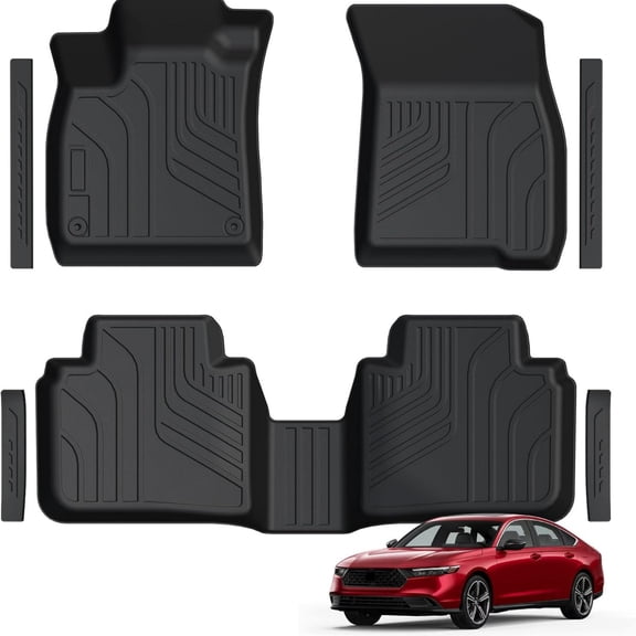 Floor Mats for 2023-2025 2026 Honda Accord (Include Hybrid), TPE All Weather Protection Front Rear 2 Row Interior Car Floor Liners Door Sill Guards for Honda Accord Hybrid Accessories