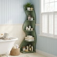 thumbnail image 4 of Canddidliike 5-Tier Corner Bookcase, Wood Bookshelf Storage Organizer, 70" Tall Display Standing Shelf Unit for Bedroom, Living Room, Green, 4 of 10