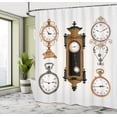 thumbnail image 5 of Ambesonne Vintage Shower Curtain, Antique Clocks Pattern, 69"Wx75"L, Umber and Beige, 5 of 5