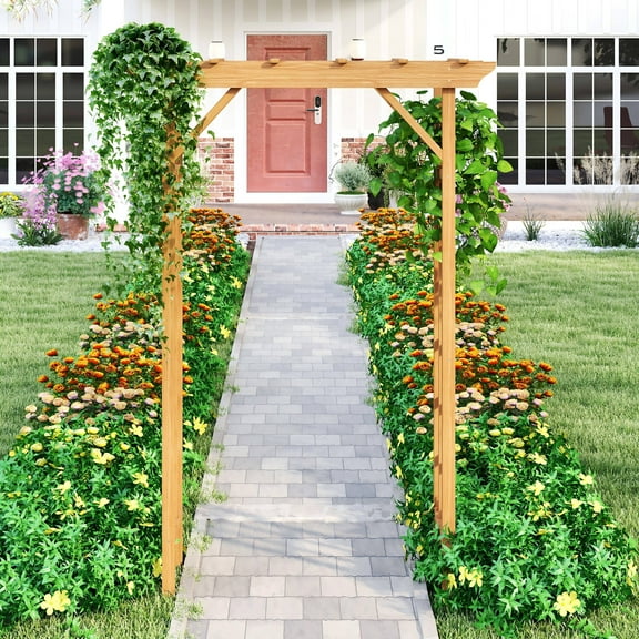 YIYADO Outdoor Arch, Wooden Gazebo, Ceremony Wedding, Plant Climbing, Decorative Pergola, Light Brown
