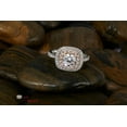 thumbnail image 3 of 1.615 ct Round Cut White Sapphire Solitaire with Simulated Diamond Accents 18K White/Rose Gold Womens Engagement Ring, 3 of 6