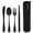 Black, variant on Travel Utensils with Case, Quatish Portable Silverware Set for Work, Stainless Steel Reusable Travel Cutlery Set, Fork and Spoon Set for Picnic, Black