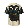 thumbnail image 2 of Naloa Owl with Mandala Men's Loose Fit Cuban Collar Short-Sleeve Shirt with Button-down and Chest Pocket for Everyday Wear Outings - Large, 2 of 7