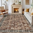 thumbnail image 2 of Haperlare 8'x10' Vintage Floral Area Rug Soft Oriental Carpet, Washable Rug Non Slip TPR Backing Low Pile Rugs for Living Room Bedroom Home Office, Red, 2 of 7