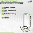 thumbnail image 4 of NavePoint 45U 4 Post Server Rack – Open Frame Rack for 19 Inch Equipment, Adjustable Depth 4-Post Network Rack Floor Mount, 45U Server Rack 1322lbs Capacity, Black, 4 of 5