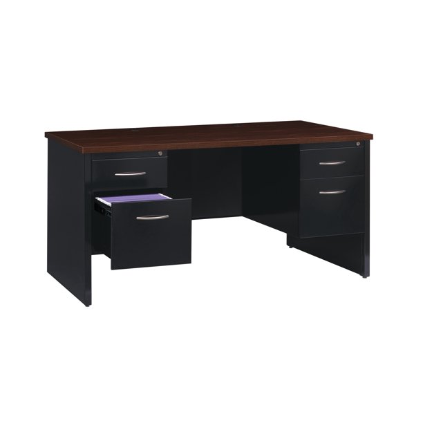 Hirsh Executive Office Modular Double Pedestal File Office Desk, 30" D