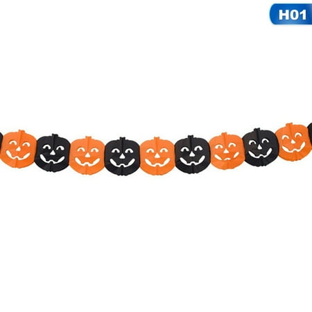 Witch Pumkins AkoaDa Spider Pumpkin Scary Witch Garland Halloween Paper Haunted House Bar For Halloween Terror Decoration ()
