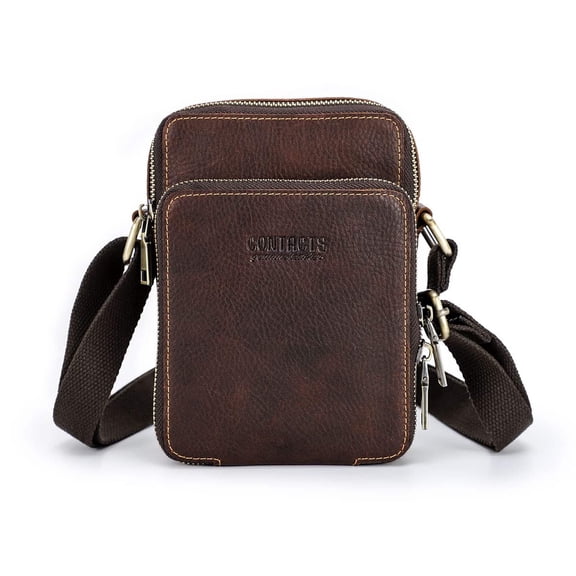 Contact's Leather Small Crossbody Bags for Women Cell Phone Bag Purses Shoulder Bag with Adjustable Strap, Red Coffee