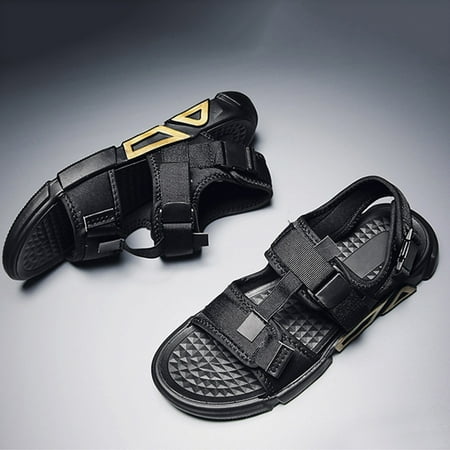 

Aayomet Men s Sandals Summer New Outdoor Leisure Beach Shoes Bottom Roman Shoes Gold 8