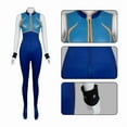 thumbnail image 3 of Women’s Chun Li Inspired Blue Bodysuit Jumpsuit Battle Style Outfit, 3 of 5