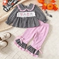 thumbnail image 2 of Kogui Toddler Girl Clothes Toddler Little Girls Long Flare Sleeve Tops Bell Bottom Pants Outfit with Headband 3 6 9 12 18 Months 2T 3T 4T 5T (Black,2-3 Years), 2 of 9