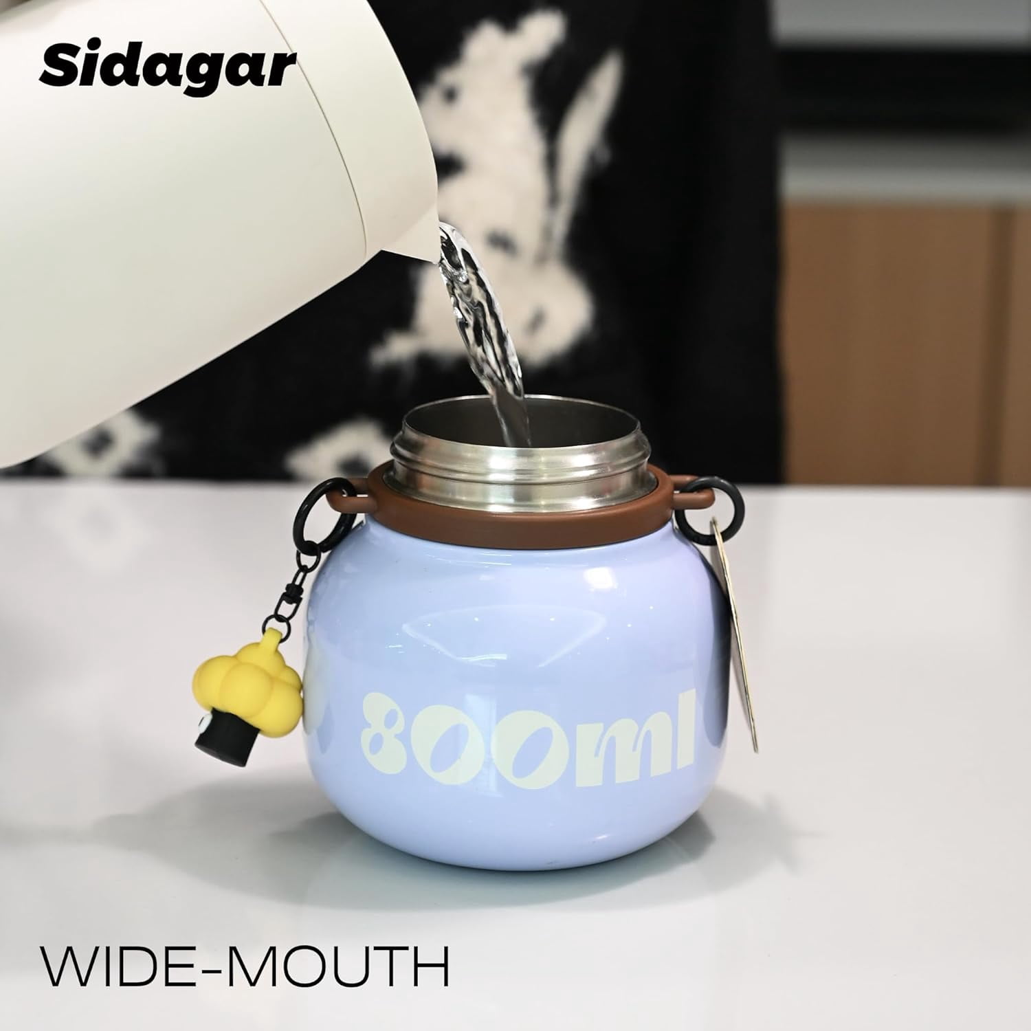 Sidagar 27 oz Stainless Steel Vacuum Insulated Water Bottle with Straw and Carry Handle, Blue