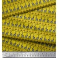 thumbnail image 2 of Soimoi Yellow Cotton Cambric Fabric Flower & Rabbit Folk Art Printed Fabric 1 Yard 56 Inch Wide, 2 of 3