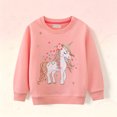 thumbnail image 2 of YDFCWXW Girls Cotton Crewneck Graphic Sweatshirt Long Sleeve Pullover Tops for Toddler Kids (Pink, 3-4 Years), 2 of 9