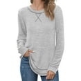 thumbnail image 4 of Fantaslook Lightweight Sweatshirts for Women Long Sleeve Crew Neck Tops Casual Curved Hem Shirts, 4 of 7